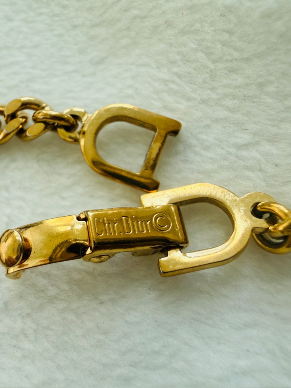 Authentic Vintage Christian Dior CD Logo Pave Gold Curb Chain Bracelet - Picture 9 of 13